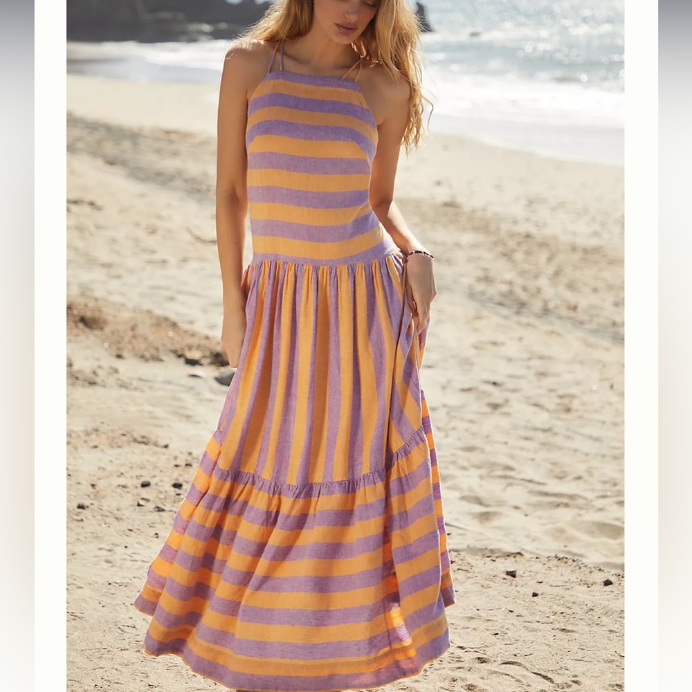 Anthropologie Striped Halter Maxi Dress